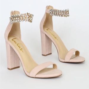 Lulus Milan Light Nude Suede Ankle Strap Heels